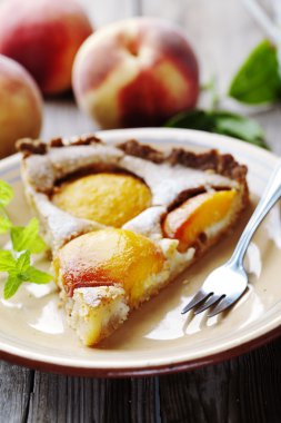 Slice of peach tart clipart