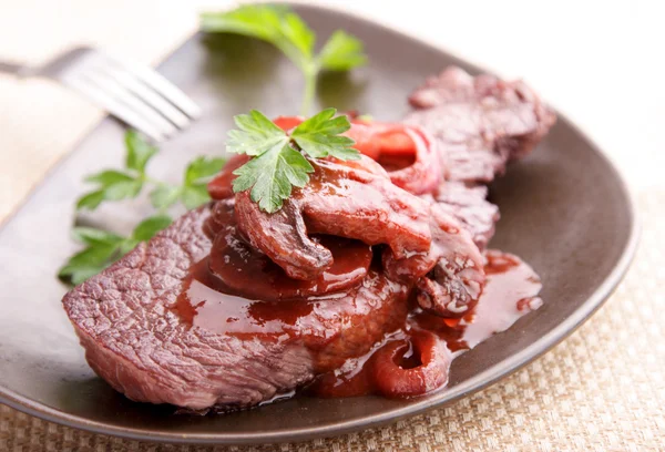 Marha steak vörösbor — Stock Fotó