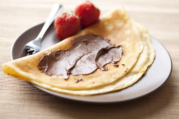 Crepes with chocolate — Stock Photo, Image