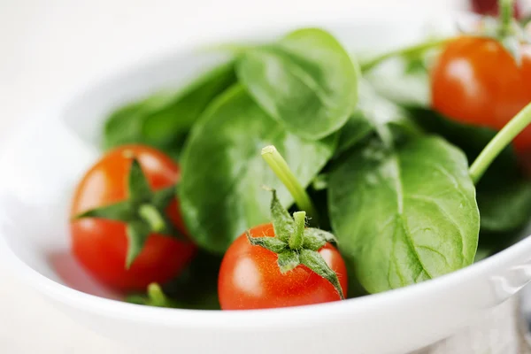 Spinach and baby tomatoes — Stock Photo, Image