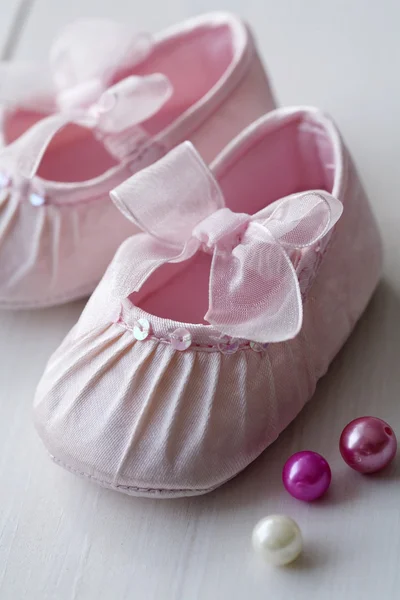 stock image Cute silk baby shoes