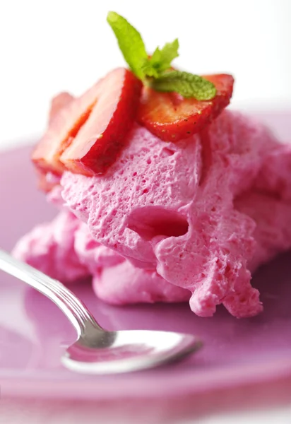 Closeup of strawberry mousse, — Stock Photo, Image