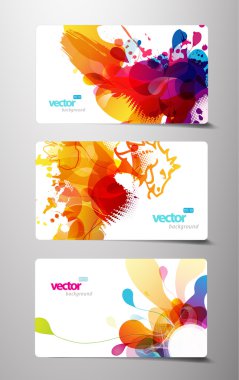 Set of abstract colorful splash gift cards. clipart