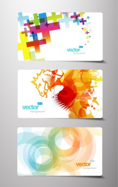 Set of abstract colorful splash gift cards. clipart