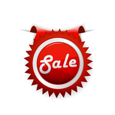 Red sale badge. Vector art clipart