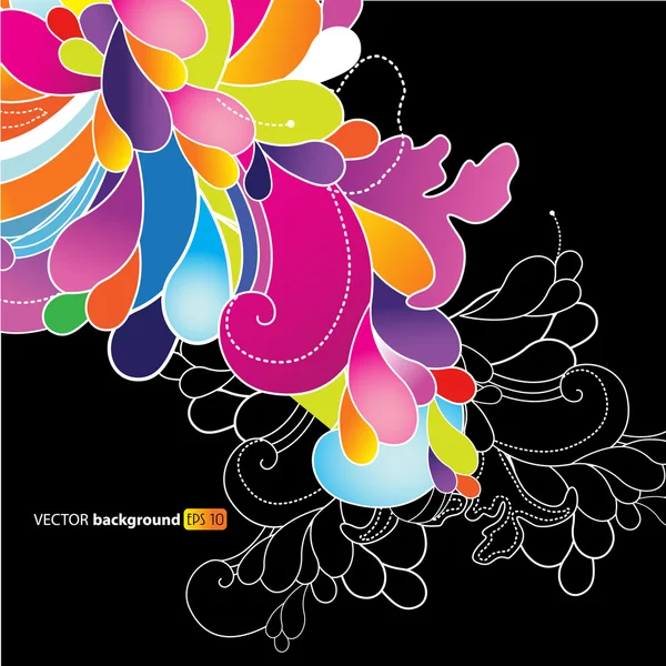 色の花と抽象的な背景 — ストックベクタ