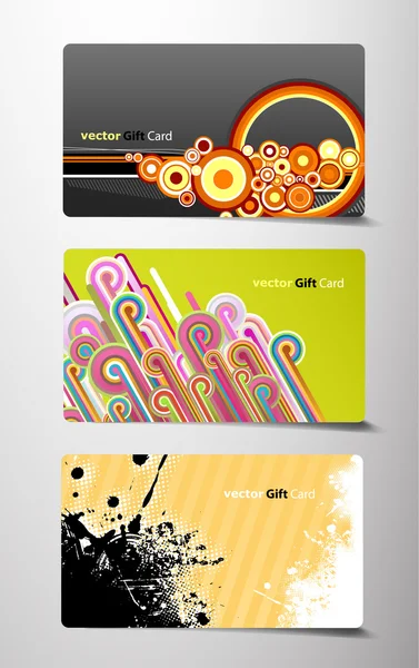 Set van drie verschillende gift cards. — Stockvector