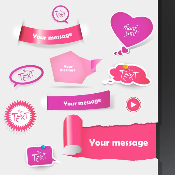 Set roze en paarse etiketten, stickers. — Stockvector