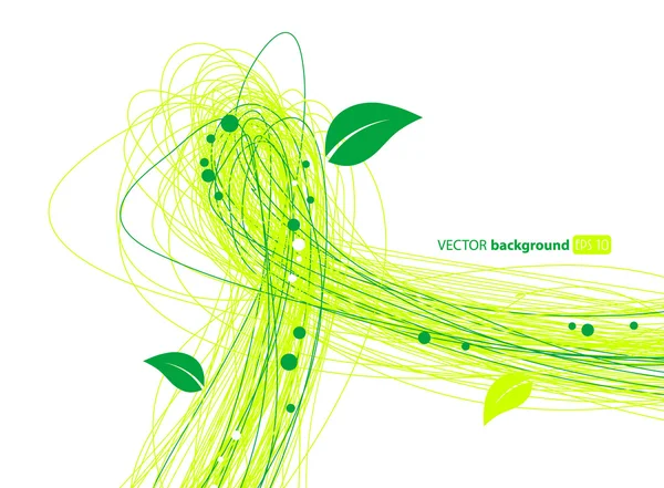 抽象绿线与枫叶. — 图库矢量图片