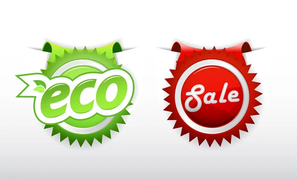 Set van verkoop en ecologie badge. — Stockvector