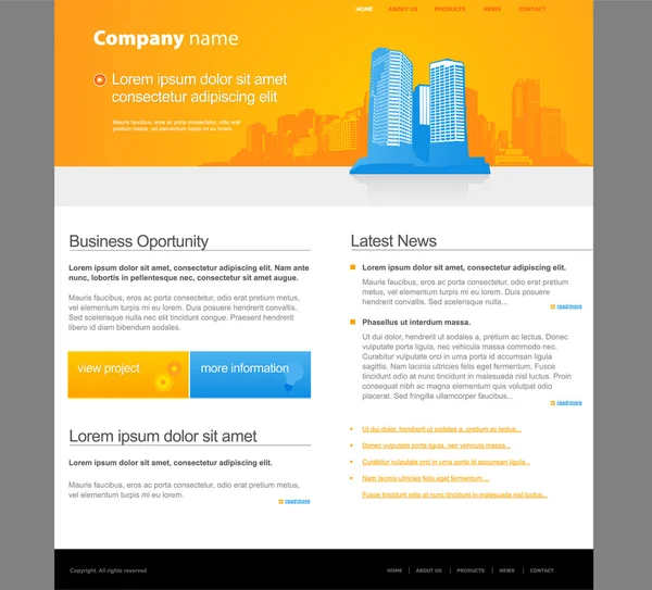 Website template with city. — Stock Vector