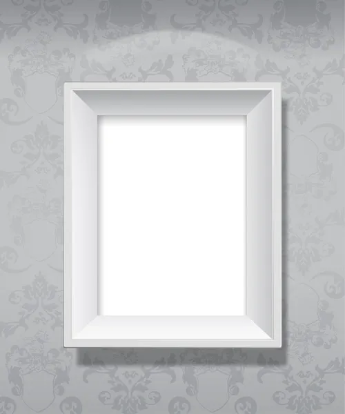 Empty grey picture frame hanging on wall. — Stock Vector