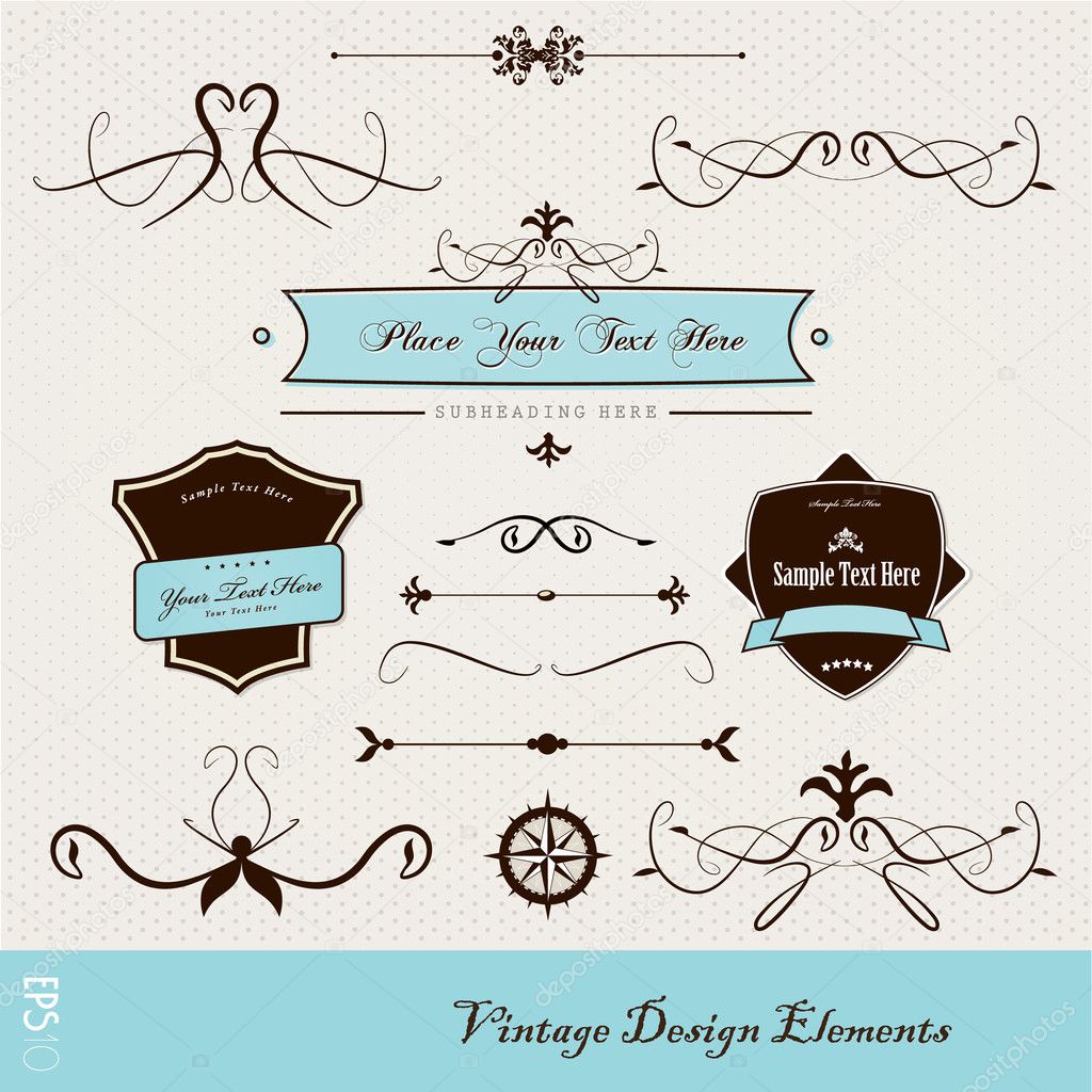 Set of vintage design elements.
