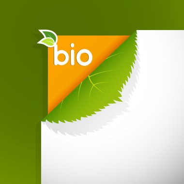 Corner on paper with bio sign. clipart