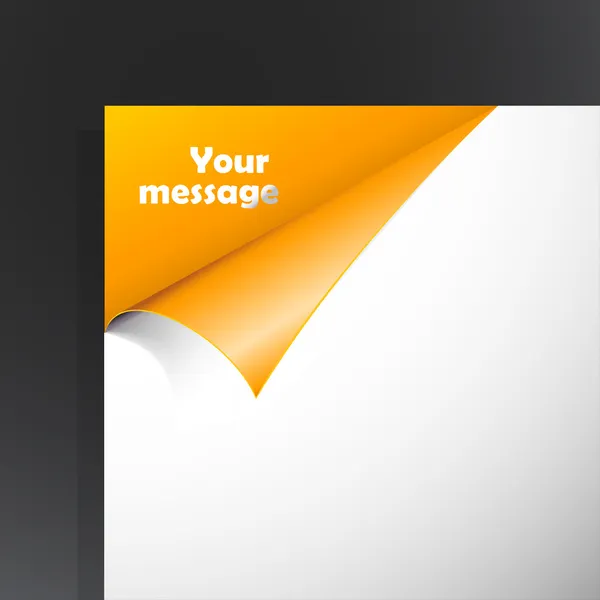 Papier mit oranger Ecke und Platz für Ihren Text. — Stockvektor