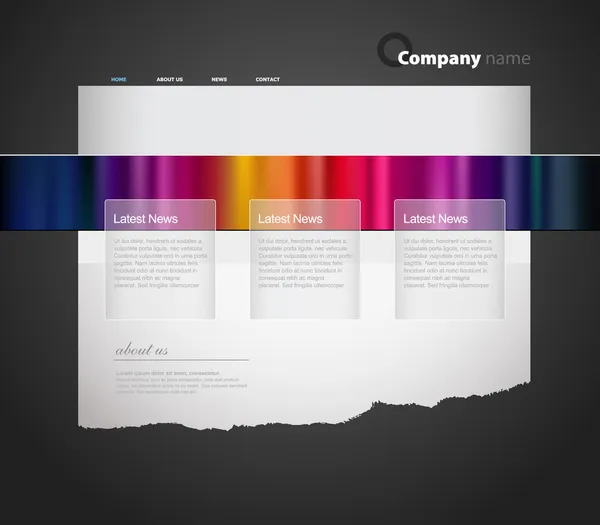 Modello di sito web con strisce colorate . — Vettoriale Stock