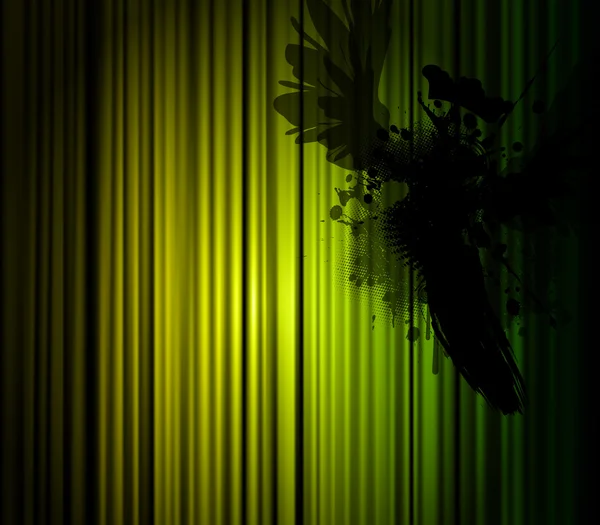 Dark illustration with bird with green light. — Stock Vector