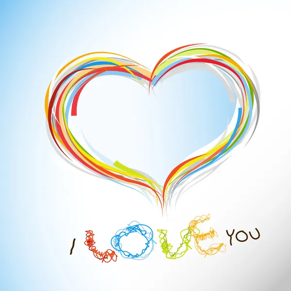 Valentijn hart van kleurrijke lijnen. — Stockvector