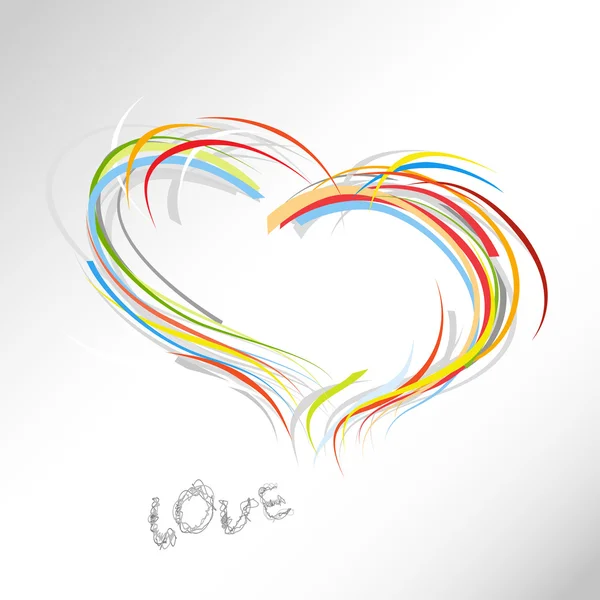Valentine hjärta från färgglada linjer. — Stock vektor