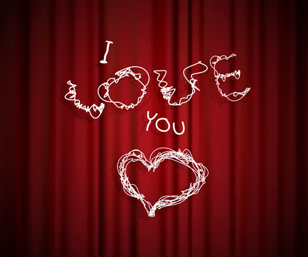 Corazón de San Valentín y texto creado a partir de líneas frente al teatro — Vector de stock