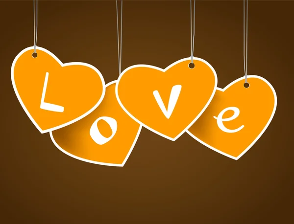 Coeurs suspendus avec signature d'amour . — Image vectorielle