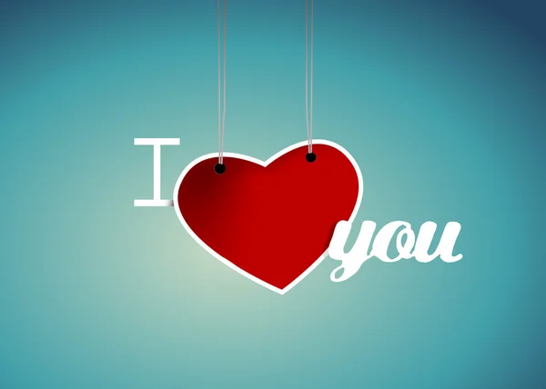 Valentine coeur pendaison étiquette . — Image vectorielle
