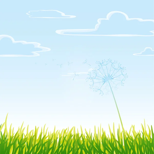 Prairie avec ciel nuageux . — Image vectorielle