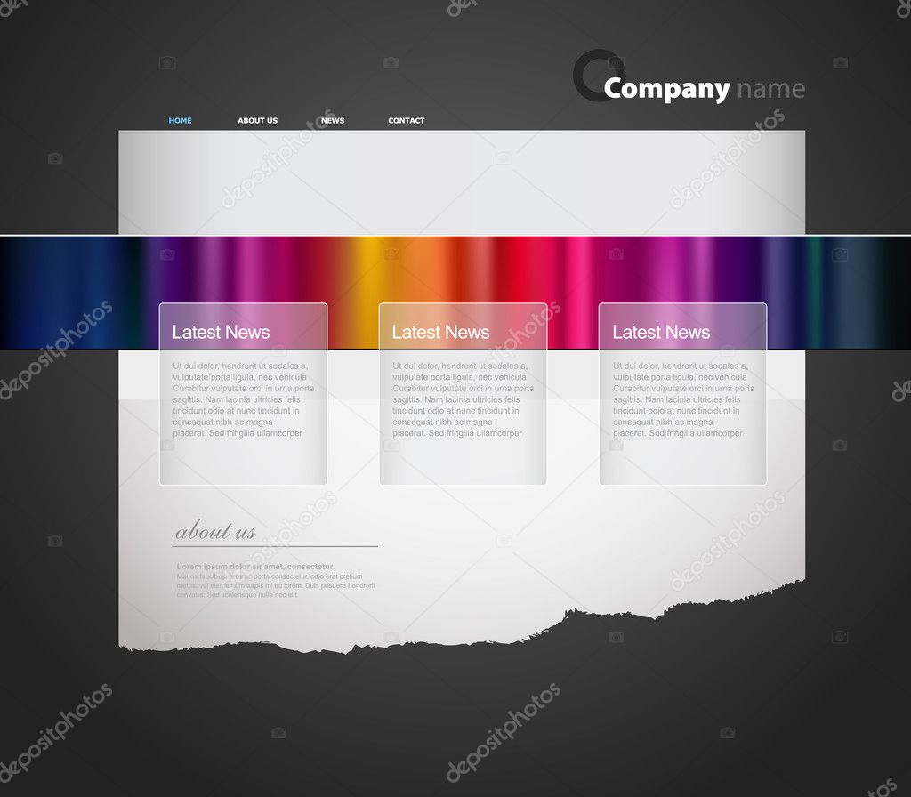 Website template with colored stripes.
