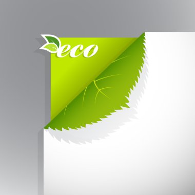 Corner on paper with eco sign.