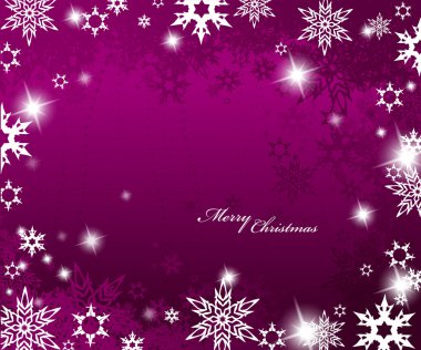 Christmas purple background with snow flakes. clipart