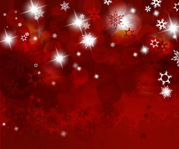 Fondo rojo de Navidad con copos de nieve . — Vector de stock