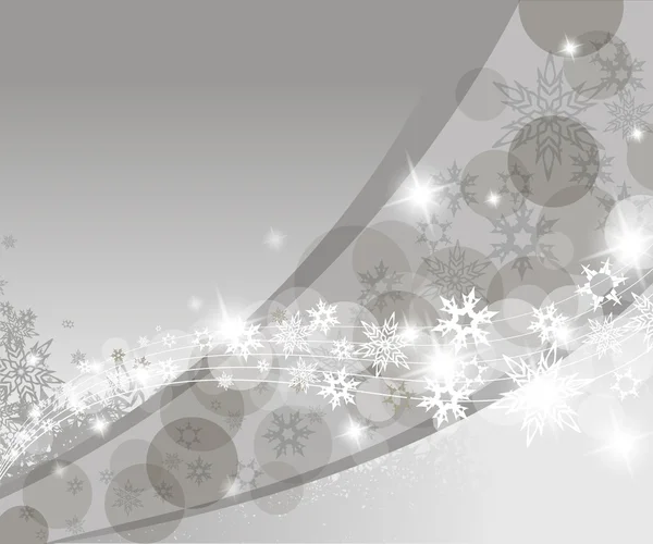 Kerstmis zilveren achtergrond met sneeuwvlokken. — Stockvector