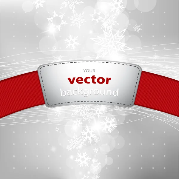 Jul silver bakgrund med snöflingor. — Stock vektor