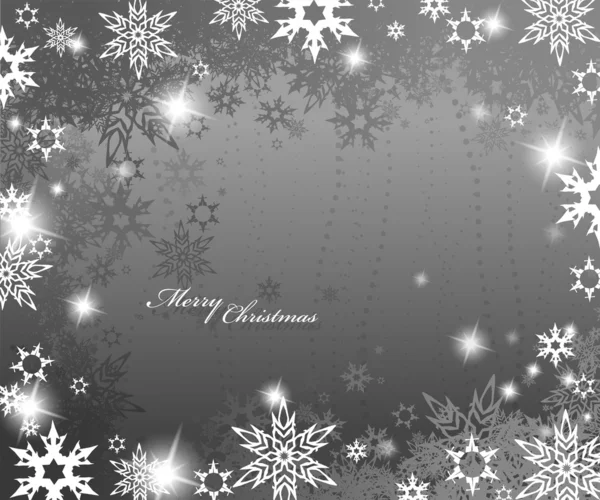 雪フレークと銀のクリスマス背景. — ストックベクタ
