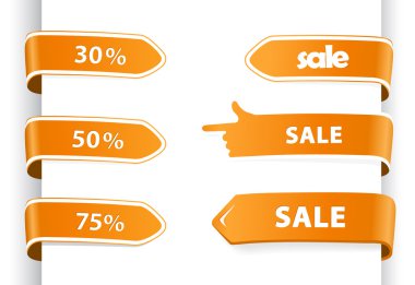 Set of orange sale labels. clipart