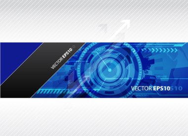 Web banner with blue technology illustration. clipart