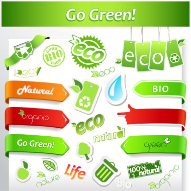 Set of green ecology icons. clipart