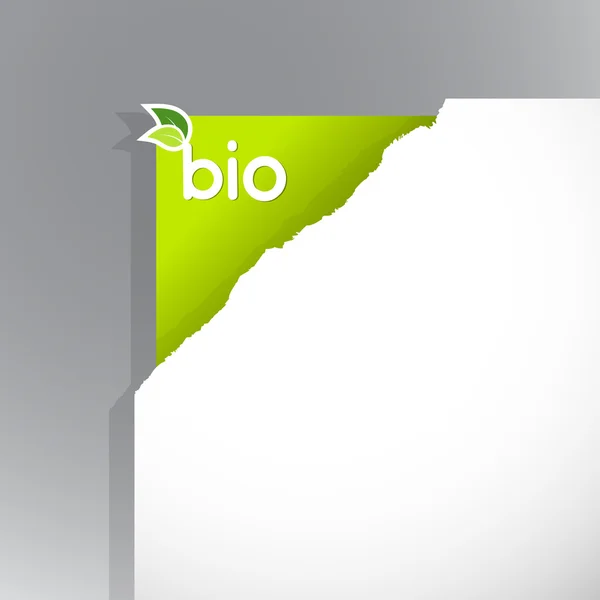 Esquina sobre papel con signo de bio . — Archivo Imágenes Vectoriales