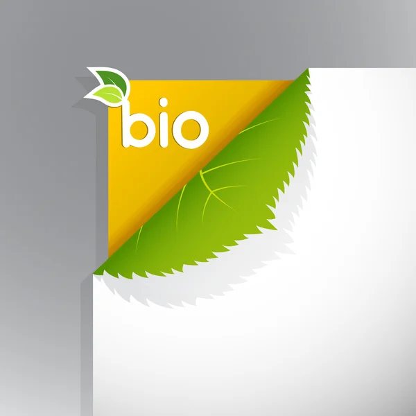 Hoek op papier met bio-teken. — Stockvector
