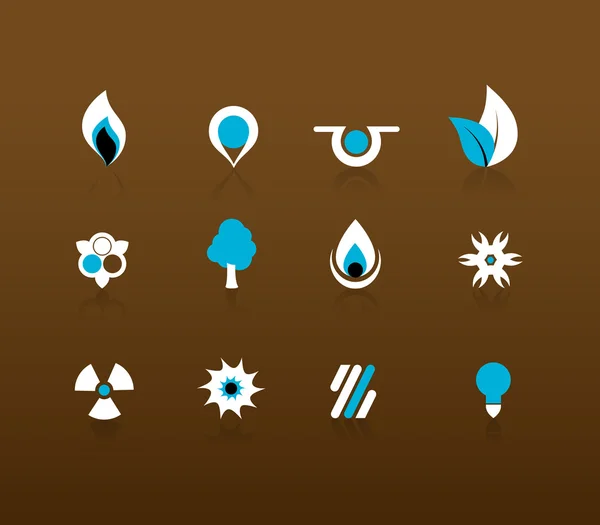 Conjunto de iconos de vector azul blanco . — Archivo Imágenes Vectoriales