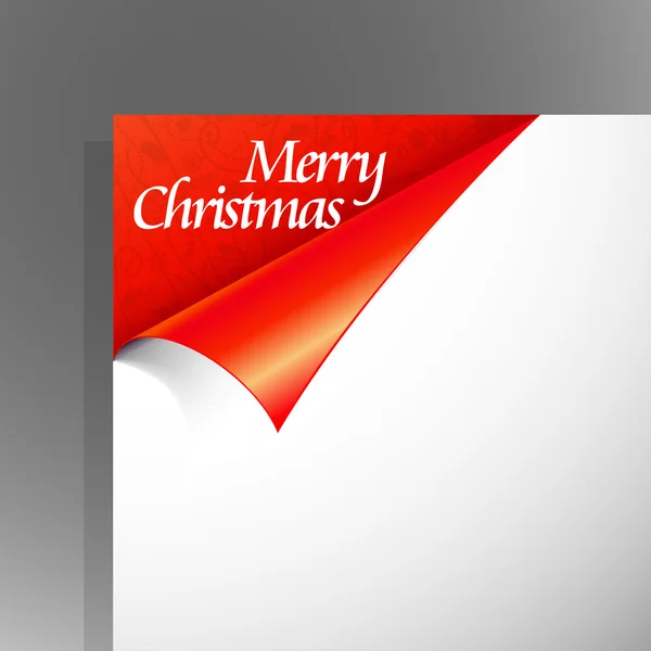 Papel con esquina roja y texto navideño . — Vector de stock