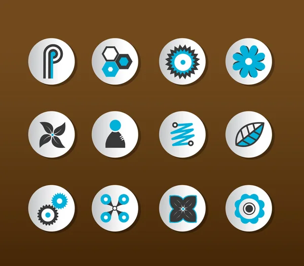 Set of black and blue icons. Vector — Stock Vector