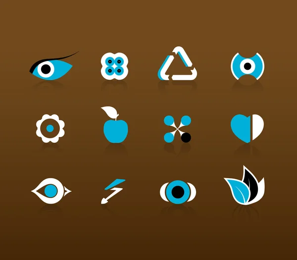 Set of black and blue icons. Vector — Stock Vector