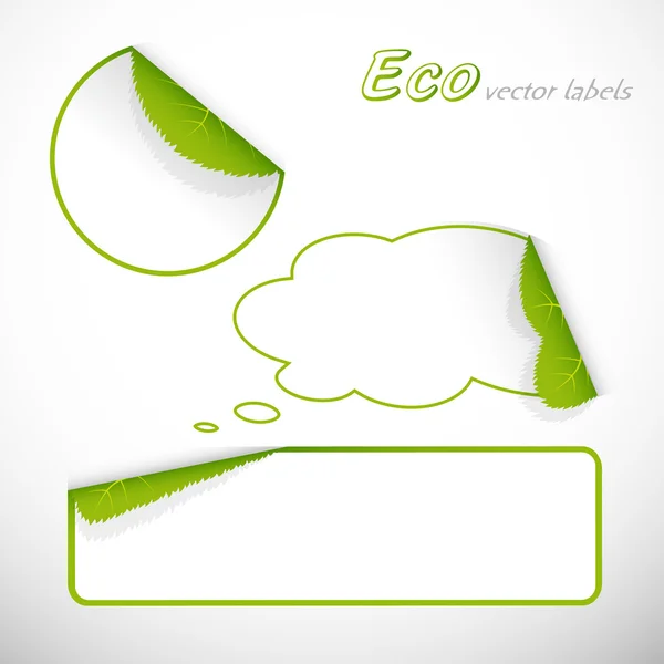 Eco stickers with leafs and shadows. — Stock Vector