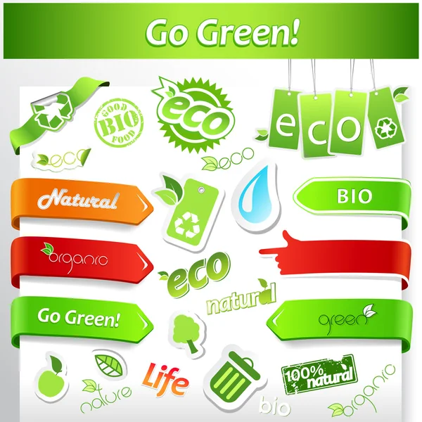 Conjunto de ícones ecológicos verdes . —  Vetores de Stock
