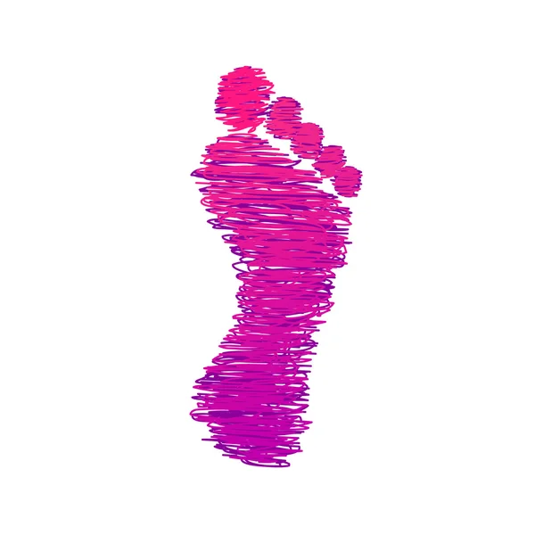Gekleurde voetafdruk met borstel. — Stockvector