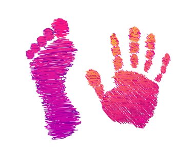 Colored hand and foot made with brush. clipart