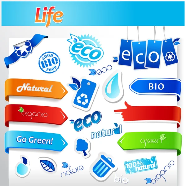 Set of blue ecology icons. — Stock Vector