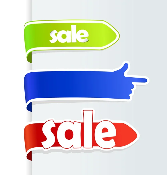 Sale arrows and finger showing direction. — Stock Vector