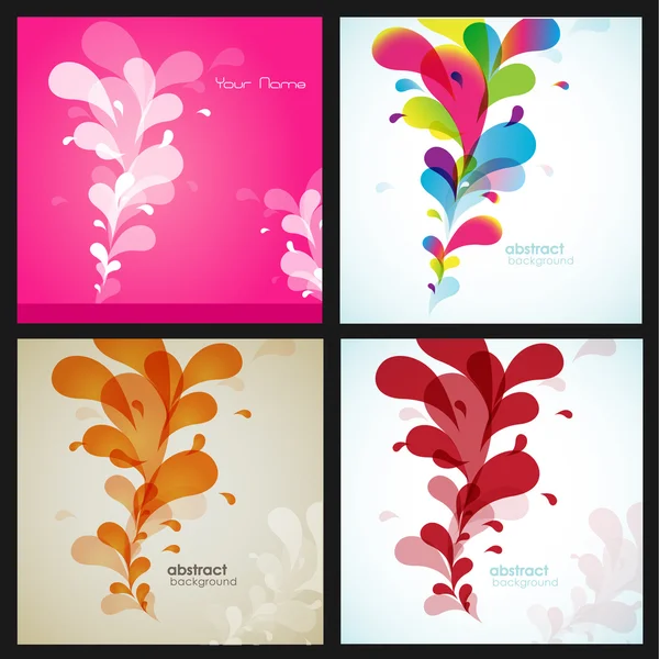 Ensemble de quatre fonds de fleurs avec différentes couleurs . — Image vectorielle